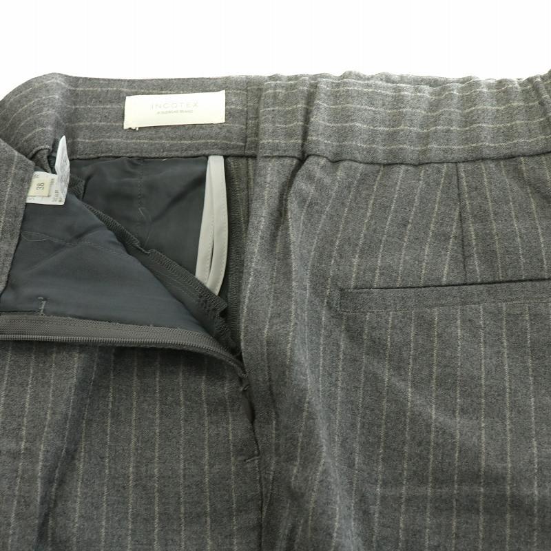 INCOTEX ストライプ柄ノータックスラックスパンツ グレー/TW51 INCOTEX ストライプ柄ノータックスラックスパンツ グレー/TW51 【公式