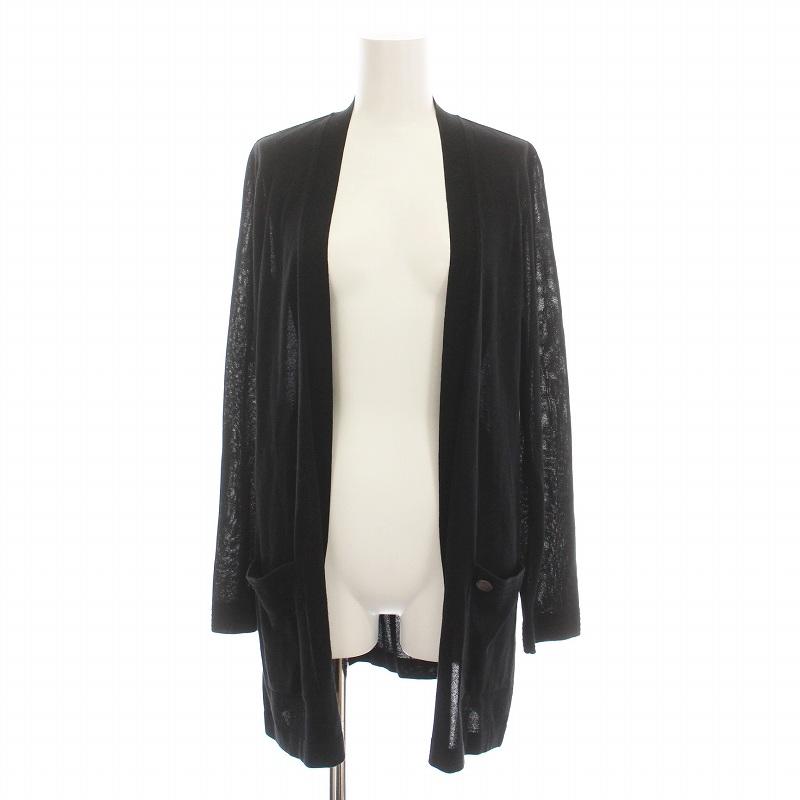 フォクシー レーヨン ライン ボタンレス ロング ニット カーディガン