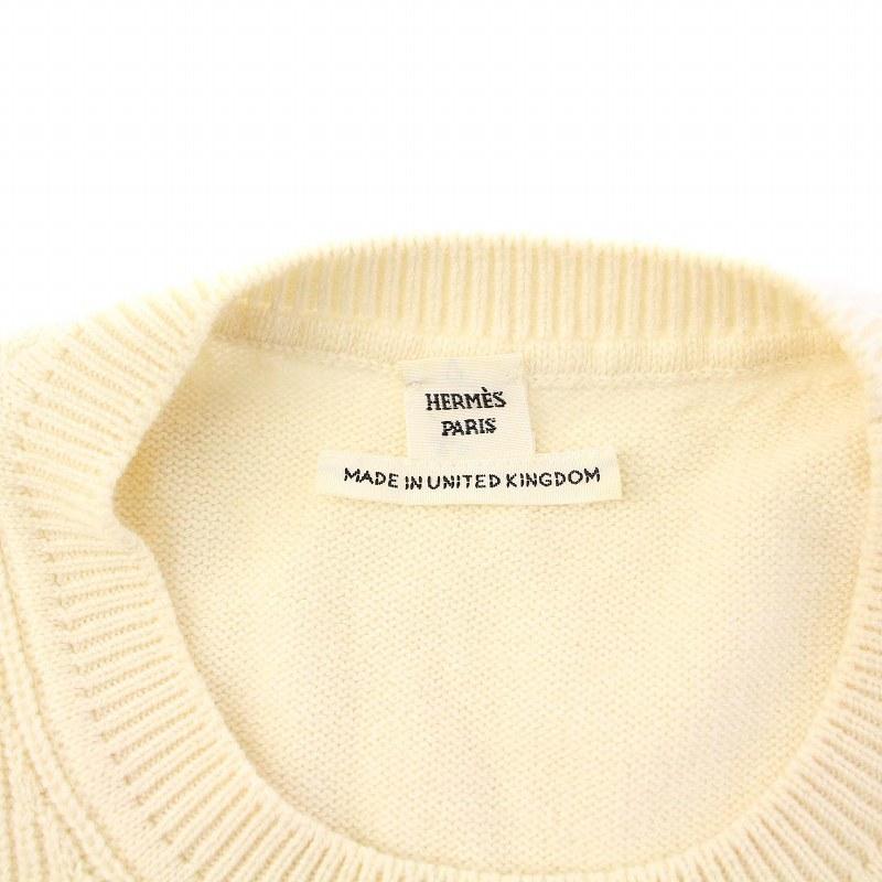 【中古】エルメス HERMES 23SS ニット セーター 半袖 カシミヤ 38 アイボリー 3E260D1 /KH レディース HERMES（エルメス） HERMES 23SS ニット セーター 半袖 カシミヤ 38