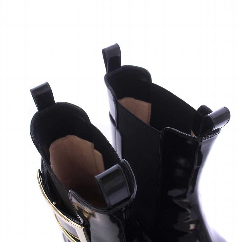 【中古】ロジェヴィヴィエ ヴィヴィレンジャー チェルシーブーツ サイドゴアブーツ ショート エナメル 38 黒 ロジェヴィヴィエ ROGER VIVIER ヴィヴィレンジャー チェルシーブーツ