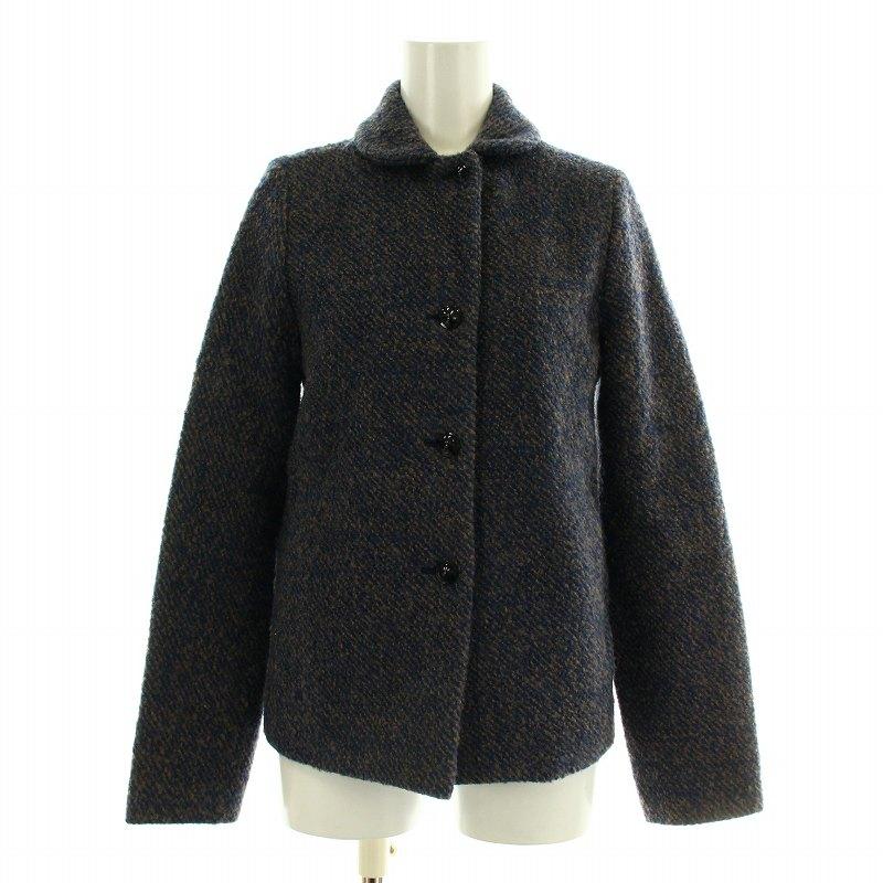 【中古】ヌーイ nooy セットアップ 上下 テーラードジャケット アウター タイトスカート ひざ丈 スリット 1 紺 茶 ヌーイ nooy セットアップ 上下 テーラードジャケット アウター タイト