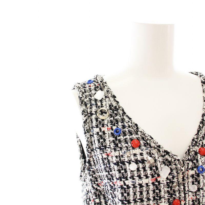 新品 ルネ TISSUE ツイード ノースリーブワンピース ビジュー シルク 新品 ルネ TISSUE ツイード ノースリーブワンピース ビジュー シルク