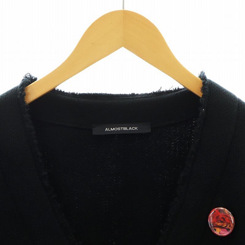 ALMOSTBLACK / カーディガン(厚手)/3/コットン/BLK オールモストブラック ALMOSTBLACK OVERSIZE KNIT CARDIGAN