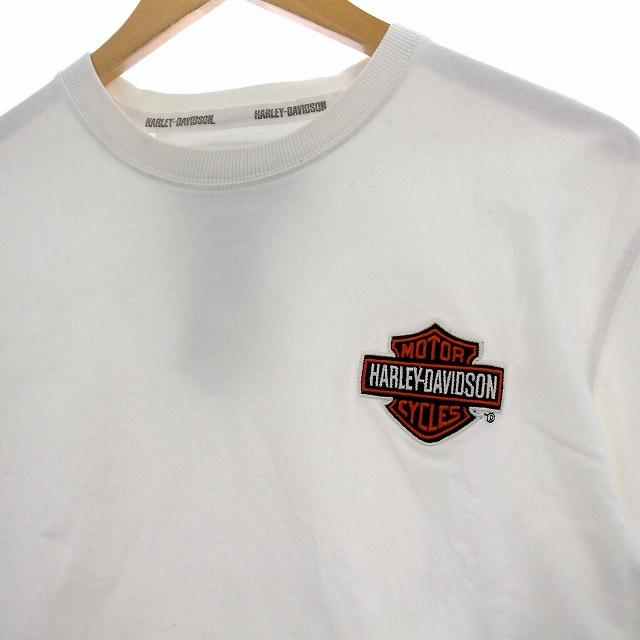 【激レア】HARLEY-DAVIDSONロングTシャツ長袖厚手　刺繍ロゴUSA製 ハーレーダビッドソン HARLEY DAVIDSON ロンT ロゴ ワッペン Tシャツ