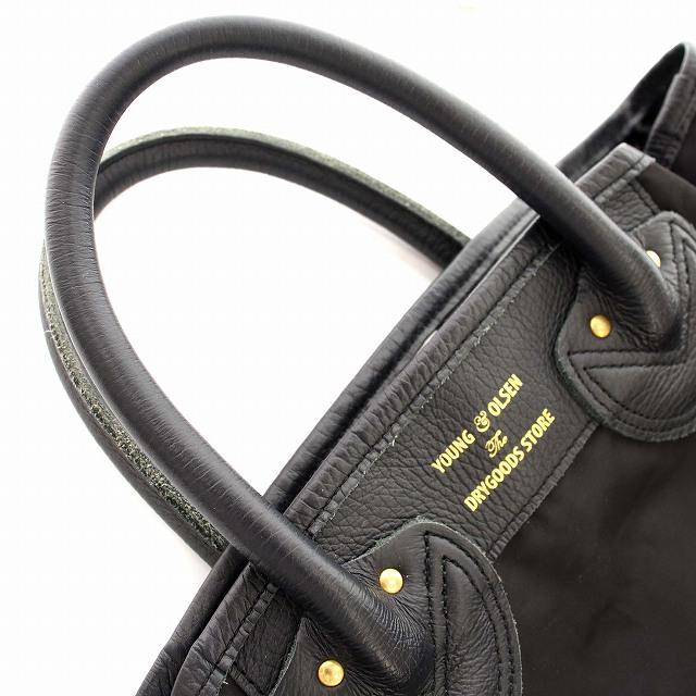 ヤングアンドオルセン YOUNG & OLSEN トートバッグ ナイロン レザー 黒