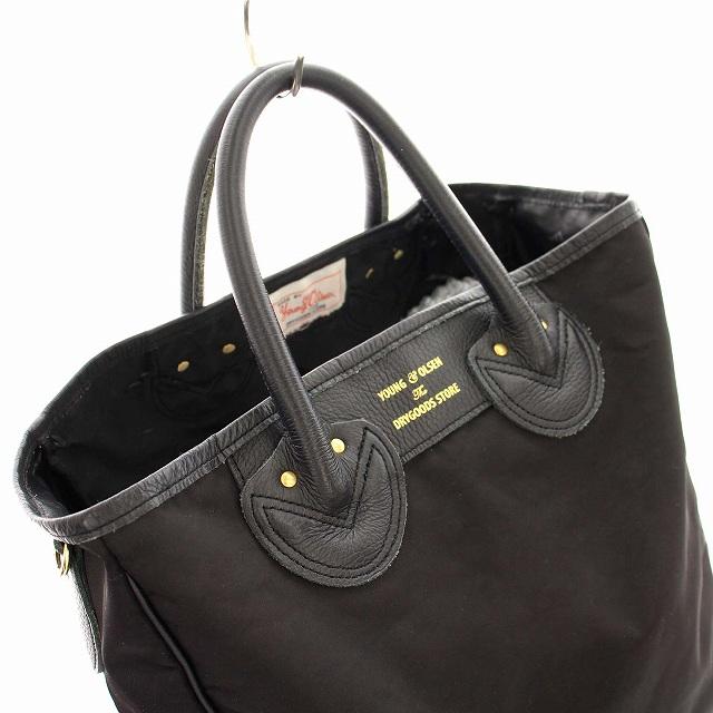 ヤングアンドオルセン YOUNG & OLSEN トートバッグ ナイロン レザー 黒