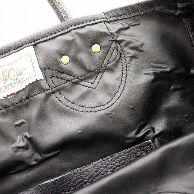 ヤングアンドオルセン YOUNG & OLSEN トートバッグ ナイロン レザー 黒