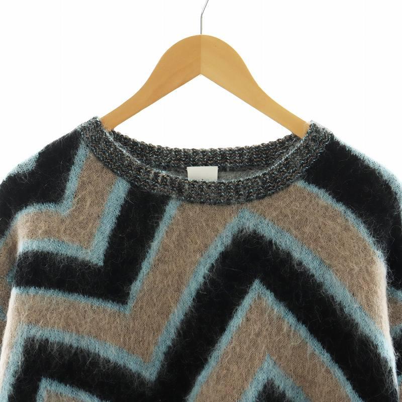 PAUL SMITH ニット セーター 長袖 モヘヤ混 M ベージュ 青 黒 PF-NR-87183 【Ambient】 /AN30 メンズ