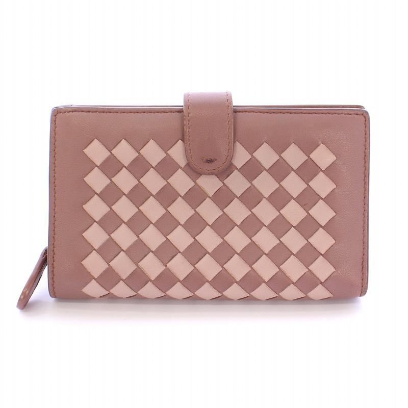 BOTTEGA VENETA 二つ折り財布 イントレチャート　ピンク BOTTEGA VENETA（ボッテガ・ヴェネタ） 財布 二つ折り イントレ