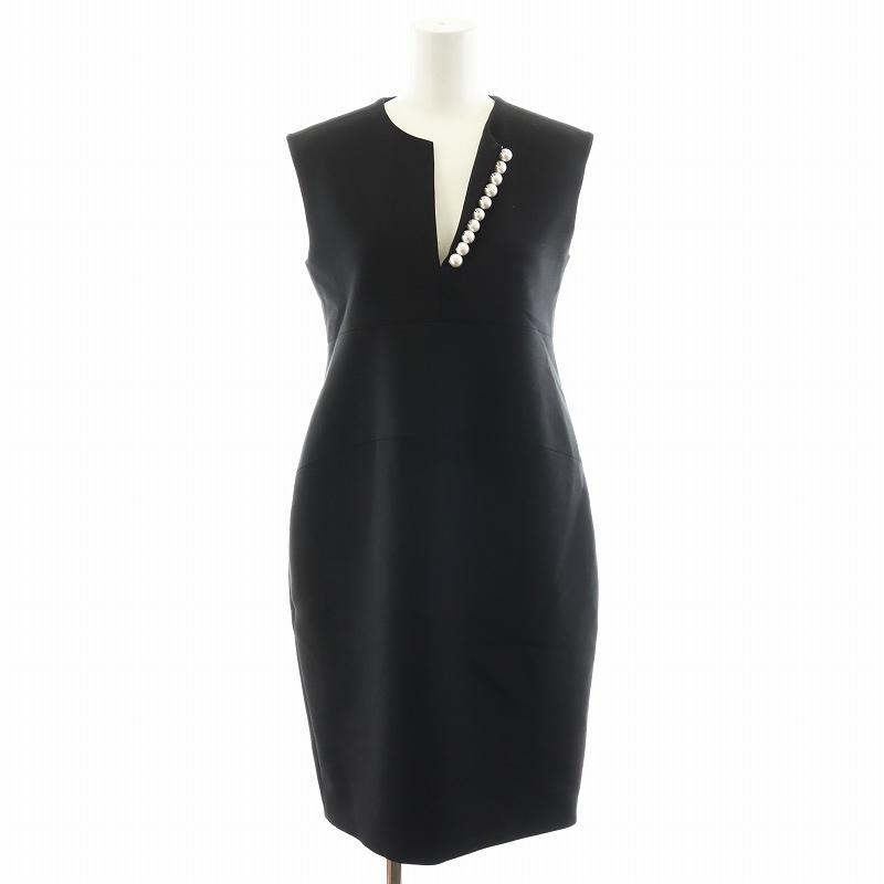 YOKO CHAN パール ノースリーブ ひざ丈 ワンピース ドレス 黒 38 未使用品 ヨーコチャン YOKO CHAN ワンピース ひざ丈