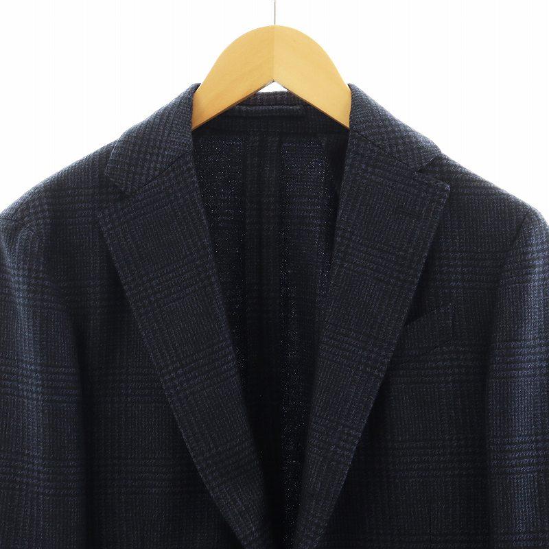 【中古】ラルディーニ LARDINI テーラードジャケット シングル ハウンドトゥース 段返り3B 46 紺 ネイビー JY6000AQ ラルディーニ LARDINI テーラードジャケット シングル ハウンド