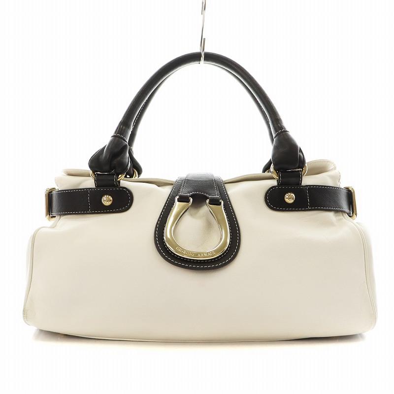 ジョルジオアルマーニ GIORGIO ARMANI ハンドバッグ レザー 白 
