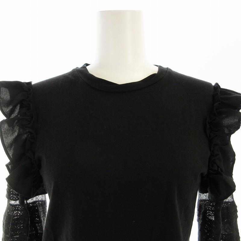 ピンコ PINKO カットソー 長袖 フリル XS 黒 ブラック 148361