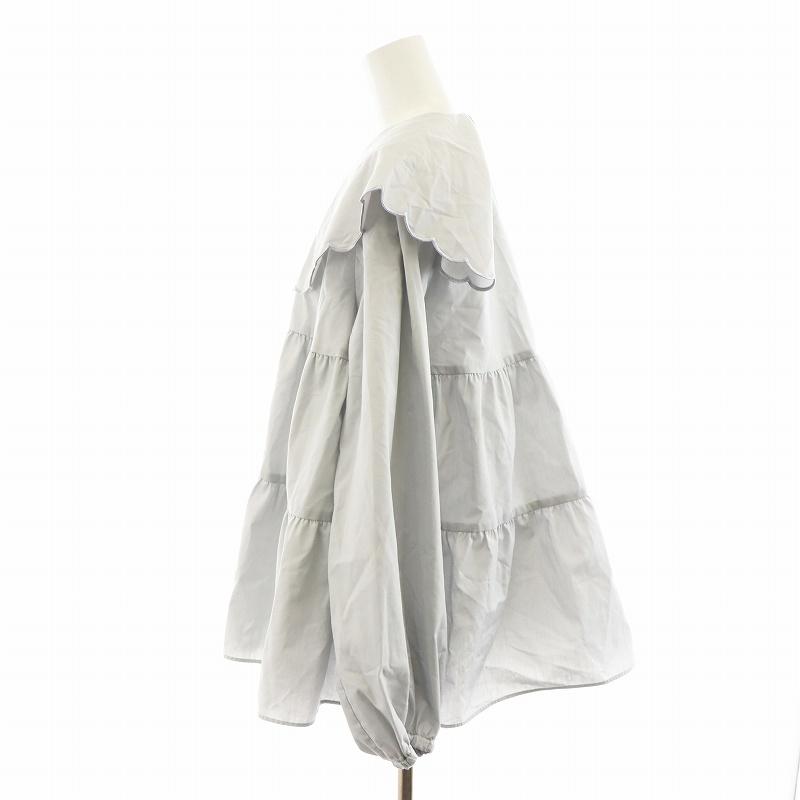 ヨリ yori 23AW スカラップロングスリーブブラウス シャツ 長袖 ヨリ yori 23AW スカラップロングスリーブブラウス シャツ 長袖