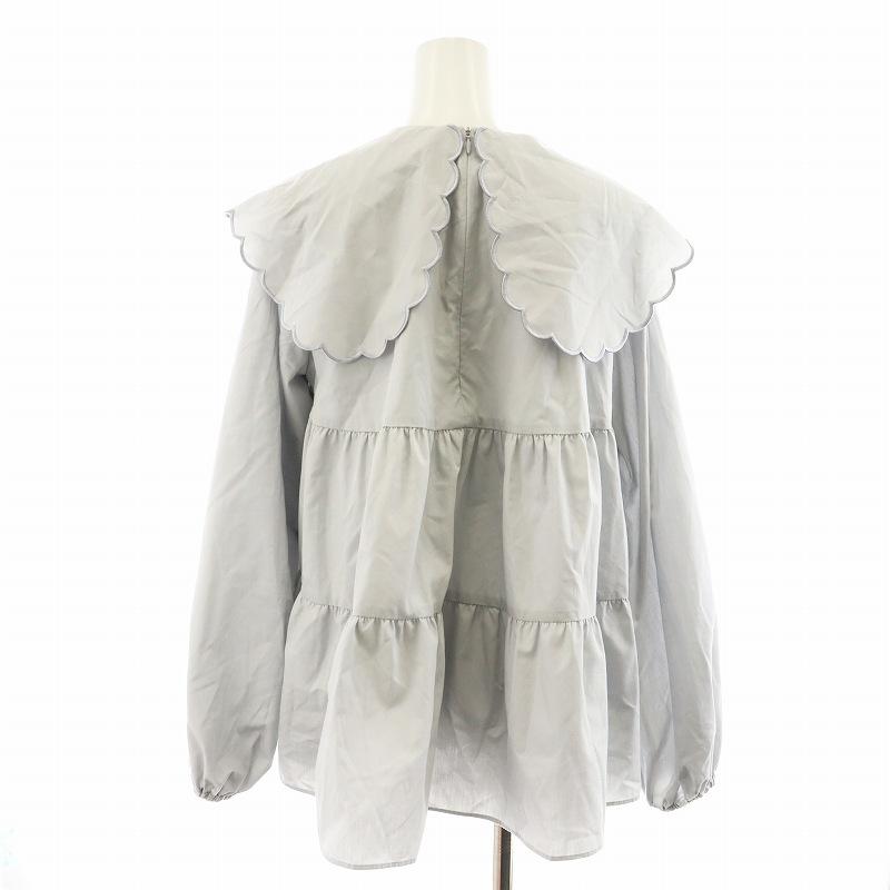 ヨリ yori 23AW スカラップロングスリーブブラウス シャツ 長袖 ヨリ yori 23AW スカラップロングスリーブブラウス シャツ 長袖