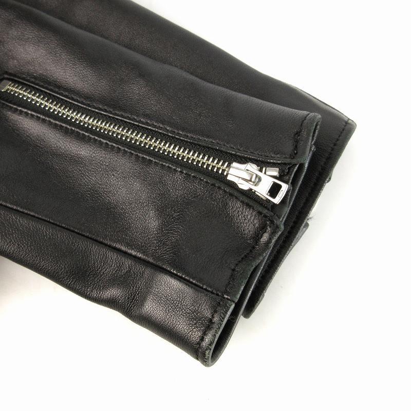 リドム LIDNM レザージャケット 羊革 ジップアップ S 黒 ブラック