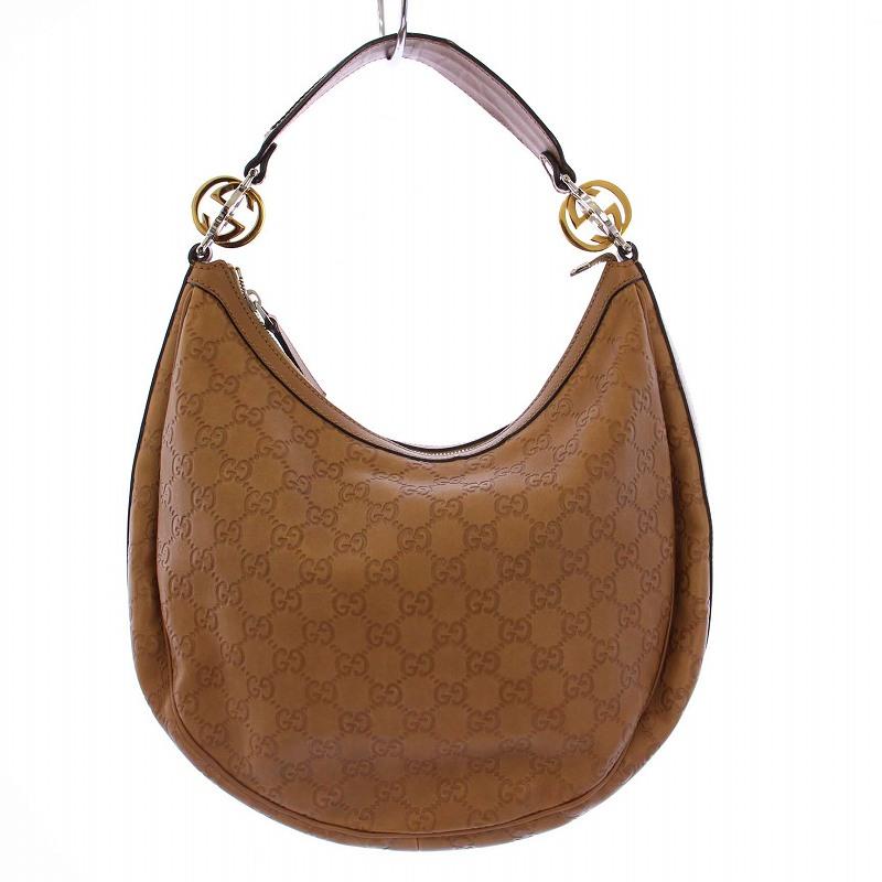 GUCCI グッチ GGツインズ グッチシマ ハンドバッグ レザー ブラウン  