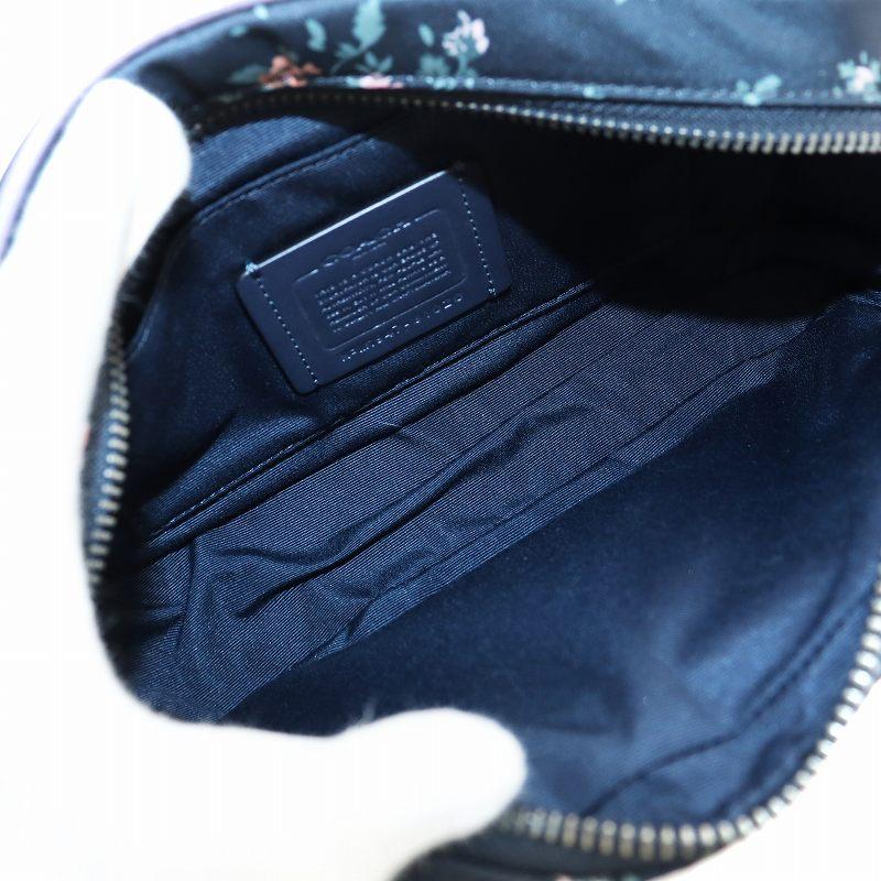 COACH コーチ ショルダーバッグ 花柄 ナイロン レザー ピンク 黒