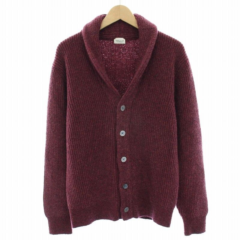 【中古】ガリア GALLIA ニットカーディガン ショールカラー 長袖 50 赤 レッド /YT メンズ ガリア GALLIA ニットカーディガン ショールカラー 長袖 50 赤 レッド