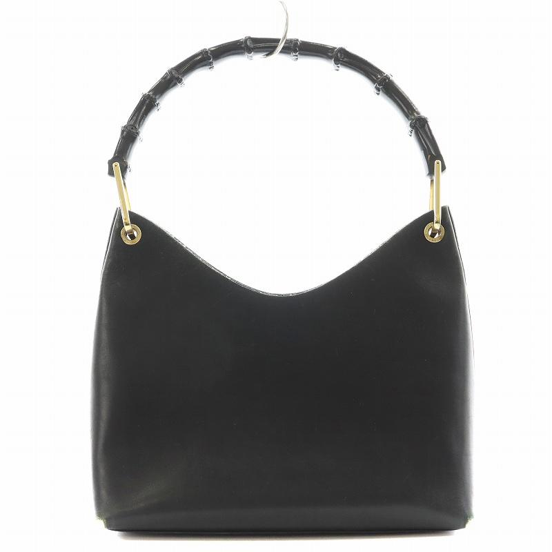 GUCCI】グッチバンブーレザーワンハンドルハンドバッグレザー