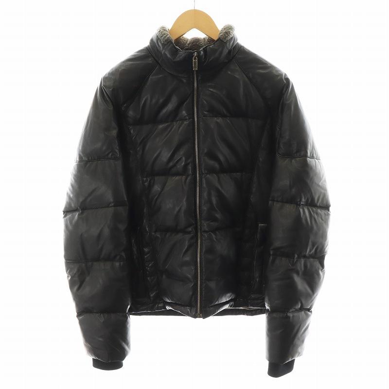 【中古】ゼニア スポーツ Zegna Sport ダウンジャケット レザー アウター S 黒 ブラック /AN19 メンズ ゼニア スポーツ Zegna Sport ダウンジャケット レザー アウター S 黒