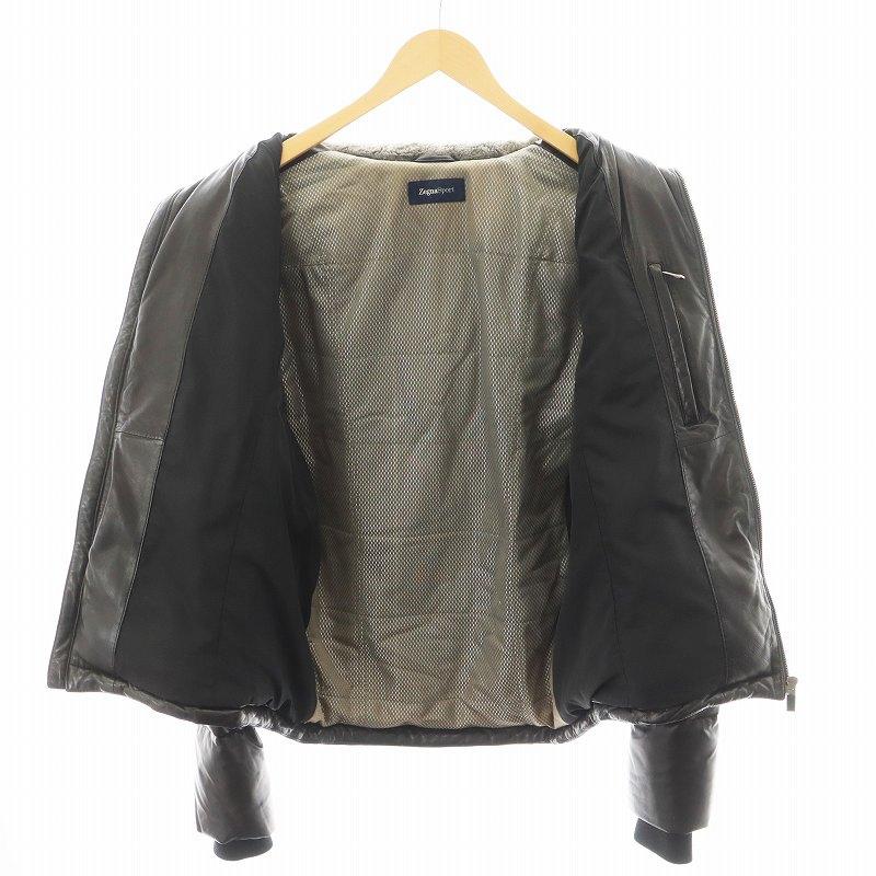 ゼニア スポーツ Zegna Sport ダウンジャケット レザー アウター S 黒