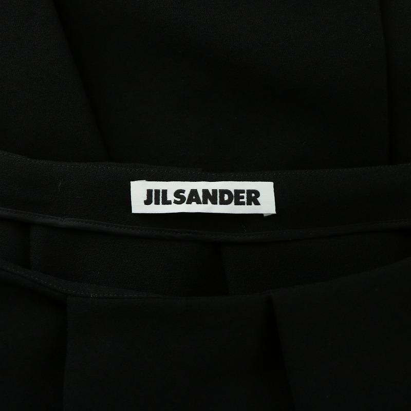 ジルサンダー JIL SANDER プリーツスカート フレア ひざ丈 無地 38 黒