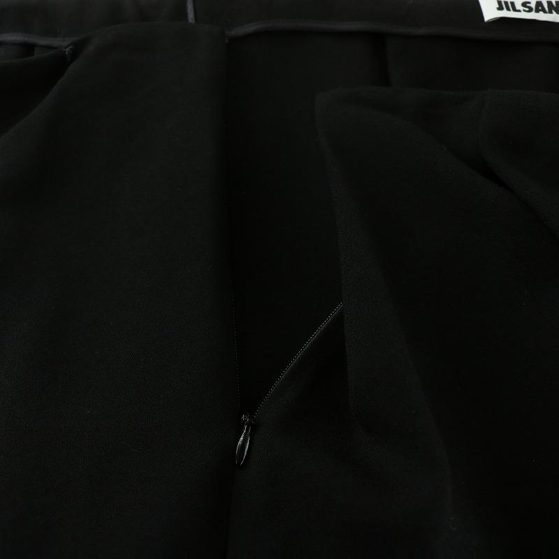 ジルサンダー JIL SANDER プリーツスカート フレア ひざ丈 無地 38 黒