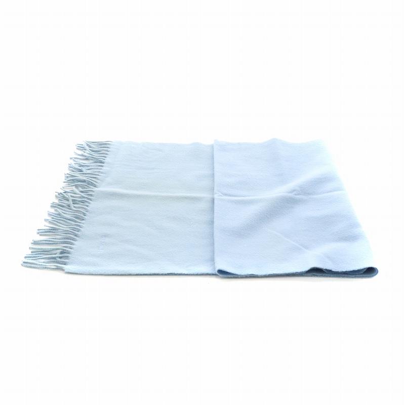 HERMES（エルメス） マフラー フリンジ カシミヤ 水色 ライトブルー