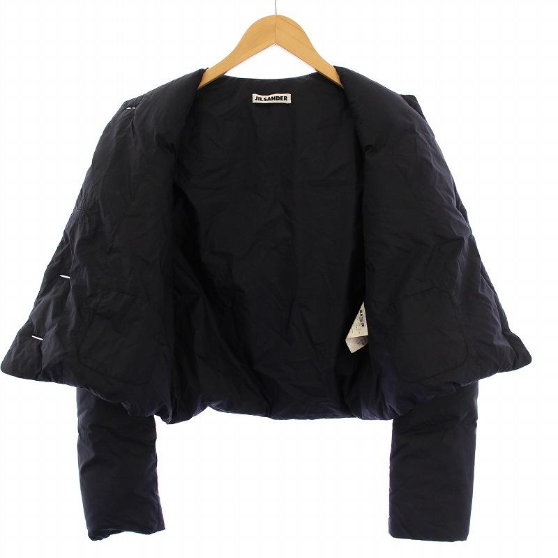 JIL SANDER ノーカラージャケット ブラック ジルサンダー JIL SANDER ダウンジャケット ノーカラージャケット