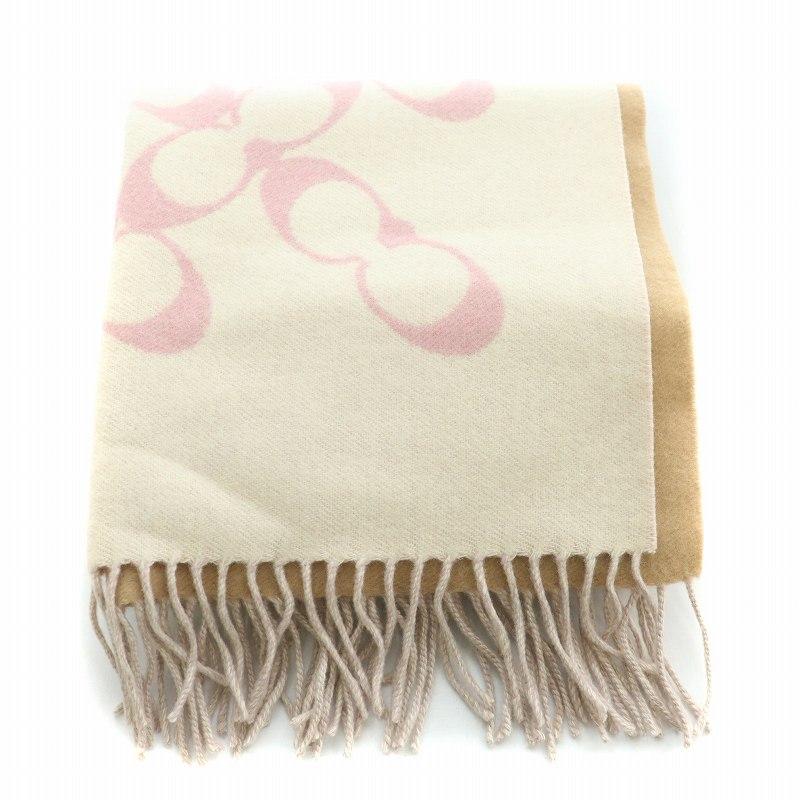 COACH（コーチ） マフラー シグネチャー フリンジ ロゴ ピンク