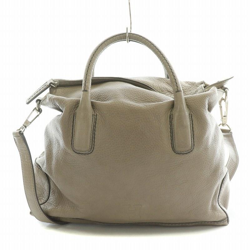 ヒロフ HIROFU 2WAY ハンドバッグ ショルダーバッグ ロゴ レザー 