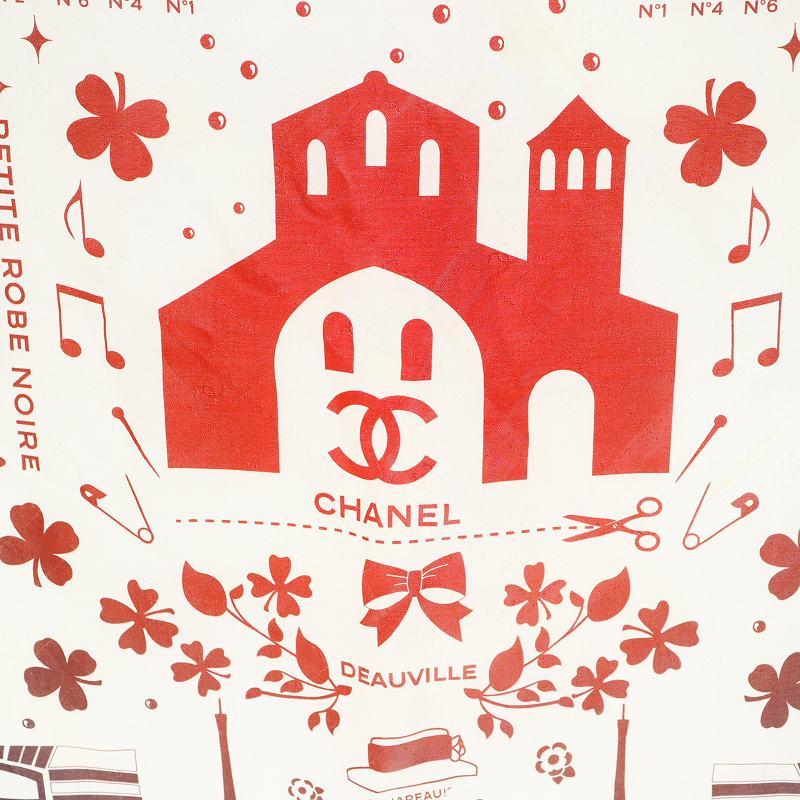 CHANEL シャネル ココマーク スカーフ 総柄 シルク 絹 白 CHANEL シャネル ココマーク スカーフ 総柄 シルク 絹 白