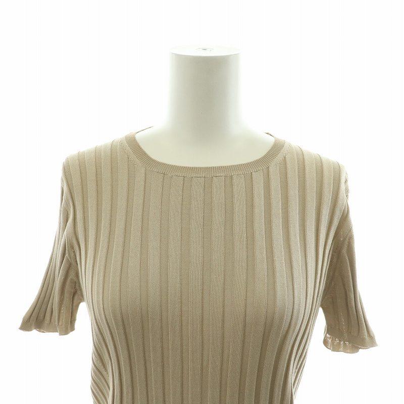 PRADA - プラダ PRADA リブニット カットソー 半袖 44 ベージュ /NQ PRADA プラダ リブニット カットソー 半袖 プルオーバー 44