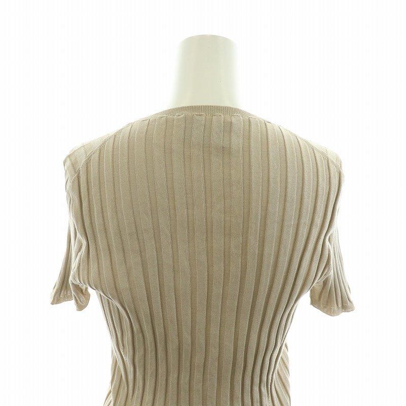 PRADA - プラダ PRADA リブニット カットソー 半袖 44 ベージュ /NQ PRADA プラダ リブニット カットソー 半袖 プルオーバー 44
