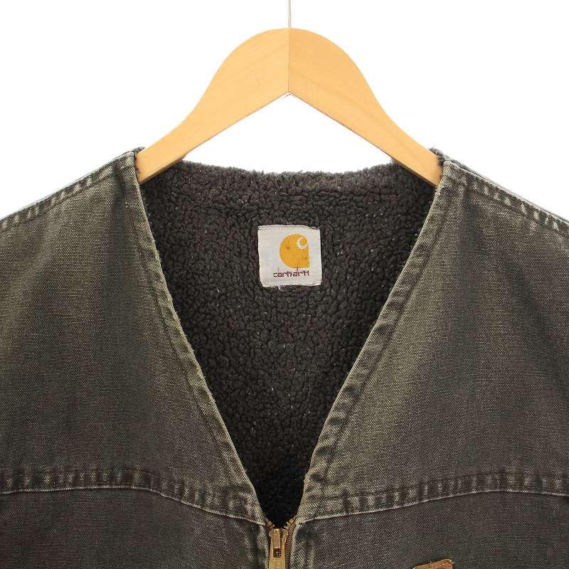カーハート carhartt ワークベスト Vネック ジップアップ 裏ボア ロゴ