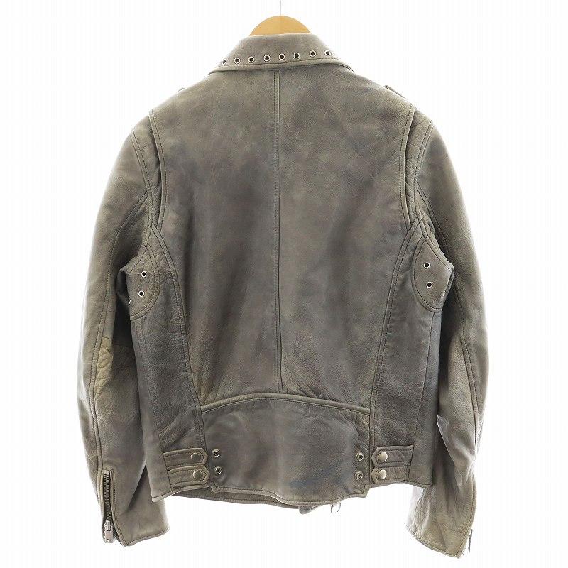 DIESEL（ディーゼル） DIESEL L-KIOV ライダースジャケット ダブル 牛革 ユーズド加工 M グレー /AN19 メンズ ...