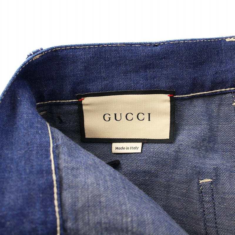 【中古】グッチ GUCCI GGキャンバス折り返し デニムパンツ ジーンズ W24 青 721923 /KH レディース GUCCI（グッチ） GUCCI GGキャンバス折り返し デニムパンツ ジーンズ