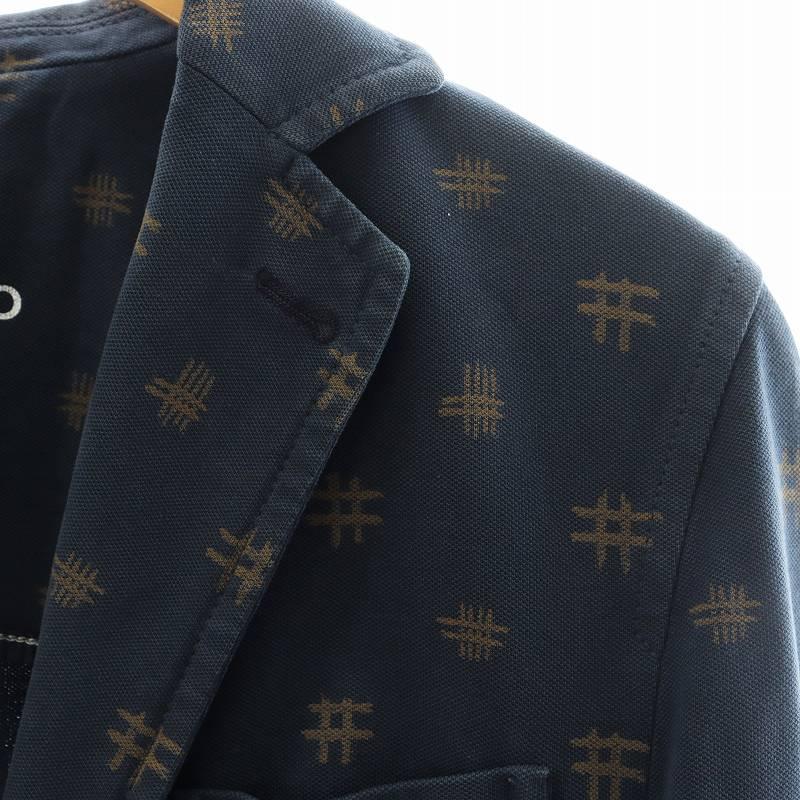 チルコロ1901 CIRCOLO1901 テーラードジャケット シングル 総柄 46 紺