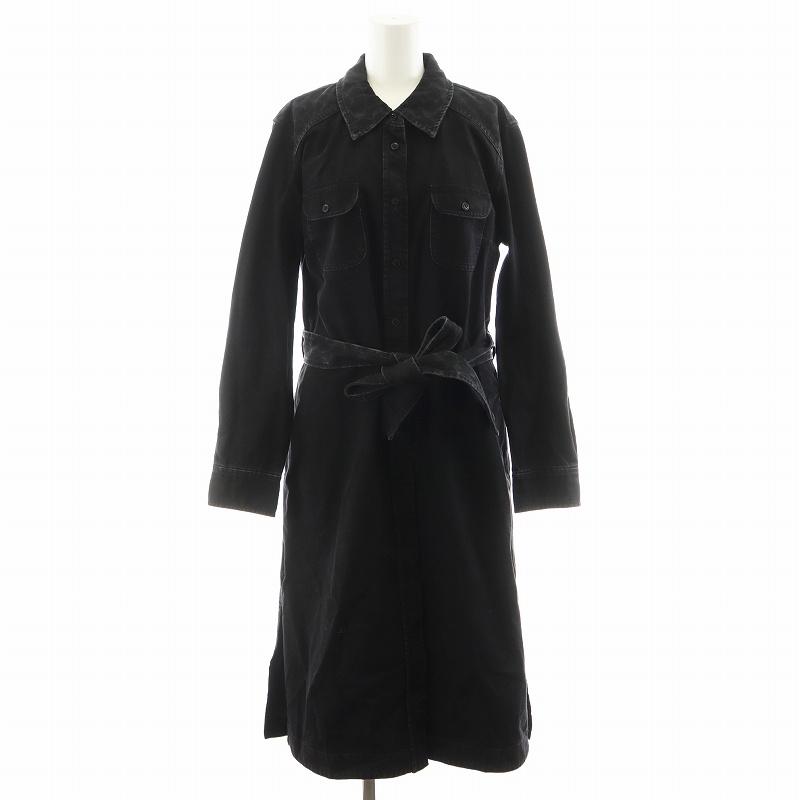 COACH コーチ デニムシャツワンピース ロング丈 長袖 M 黒 ブラック  