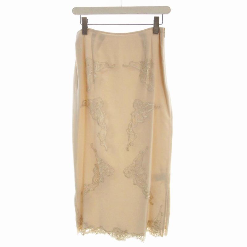 イエナ IENA フレアスカート マキシ ロング 絹 シルク 刺繍 38 ピンク