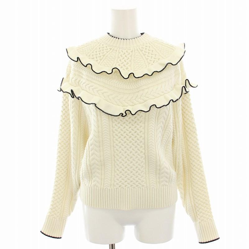未使用品　FURFUR ブルー フリルヨークケーブルセーター ファーファー furfur 22AW フリルヨークケーブルセーター ニット 長袖