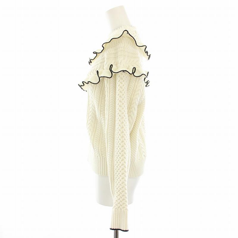 未使用品　FURFUR ブラック　フリルヨークケーブルセーター 中古・古着通販】FURFUR (ファーファー) フリルヨークケーブルセーター