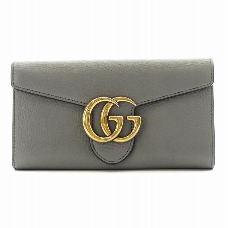 GUCCI グッチ GGマーモント 長財布 小銭入れ レザー グレー GUCCI グッチ GGマーモント 長財布 小銭入れ レザー グレー
