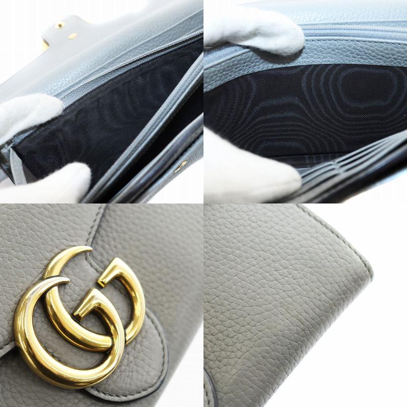 GUCCI（グッチ） GUCCI GGマーモント 長財布 小銭入れ レザー グレー 