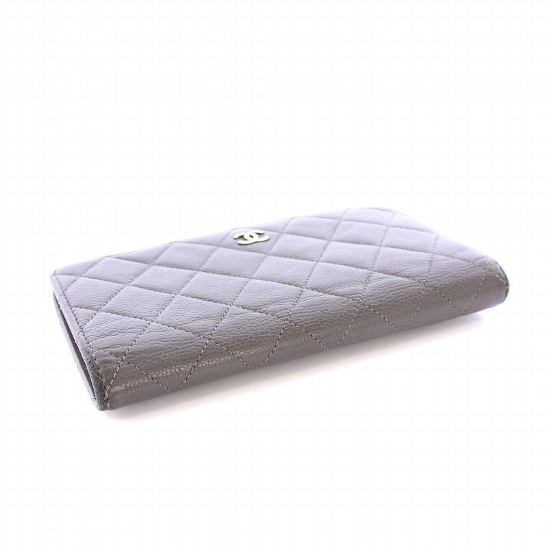 CHANEL グレー キルティング 長財布