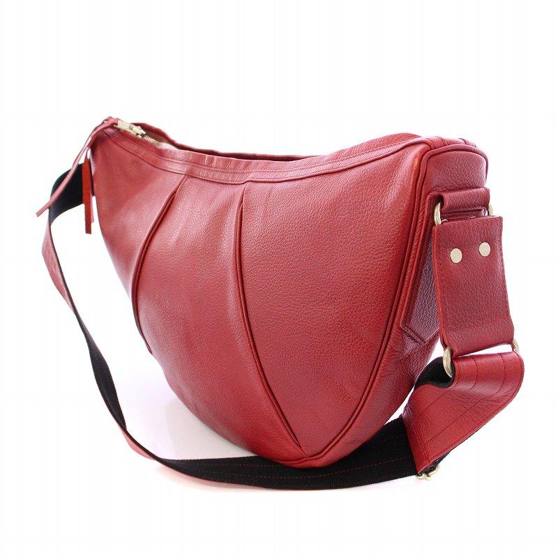 【中古】エーケーエム AKM 三日月バック ショルダーバッグ レザー 赤 レッド /BB メンズ エーケーエム AKM 三日月バック ショルダーバッグ レザー 赤 レッド