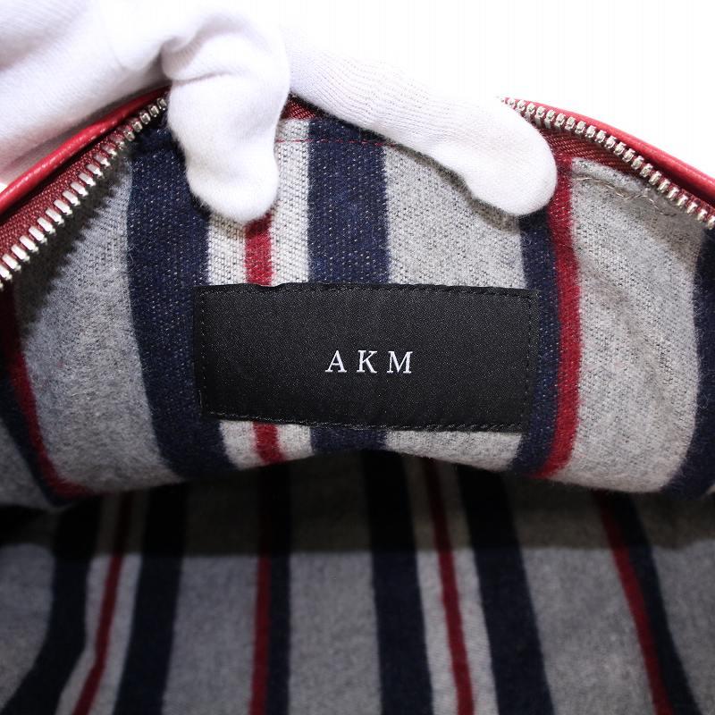 エーケーエム AKM 三日月バック ショルダーバッグ レザー 赤 レッド