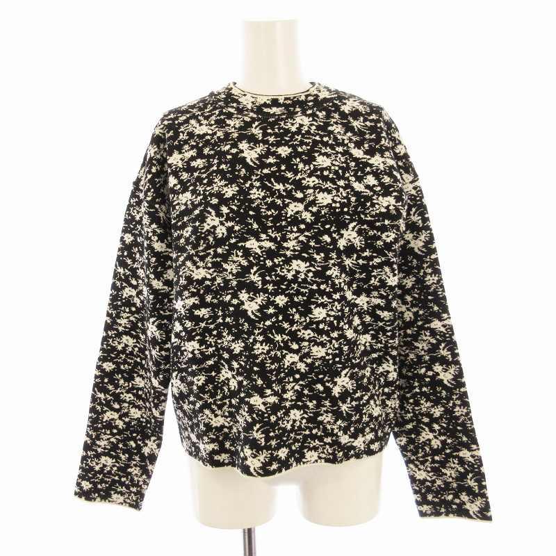 ルシェルブルー LE CIEL BLEU カットソー ニット 長袖 総柄 36 黒