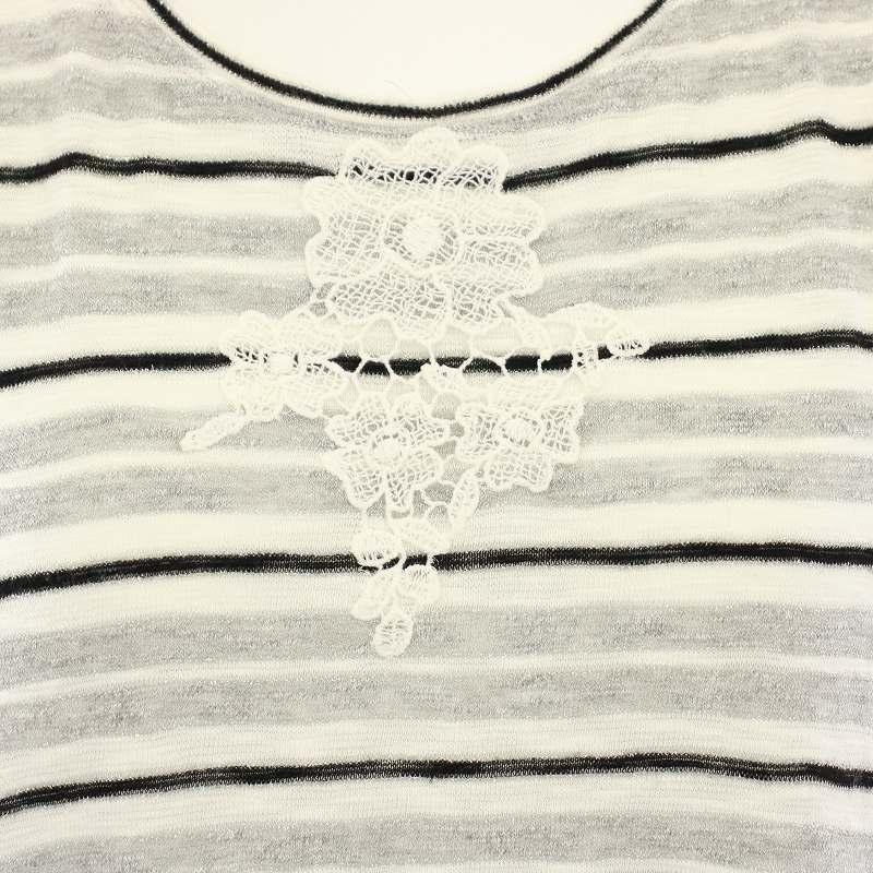 import Rossa インポートロッサ 半袖カットソー サイズ:42 ROSSA/花柄/刺繍/ボーダー/近年タグ   コットン混 ホワイト レディース / 240001194339 インポート ロッサ import Rossa Tシャツ カットソー クルーネック